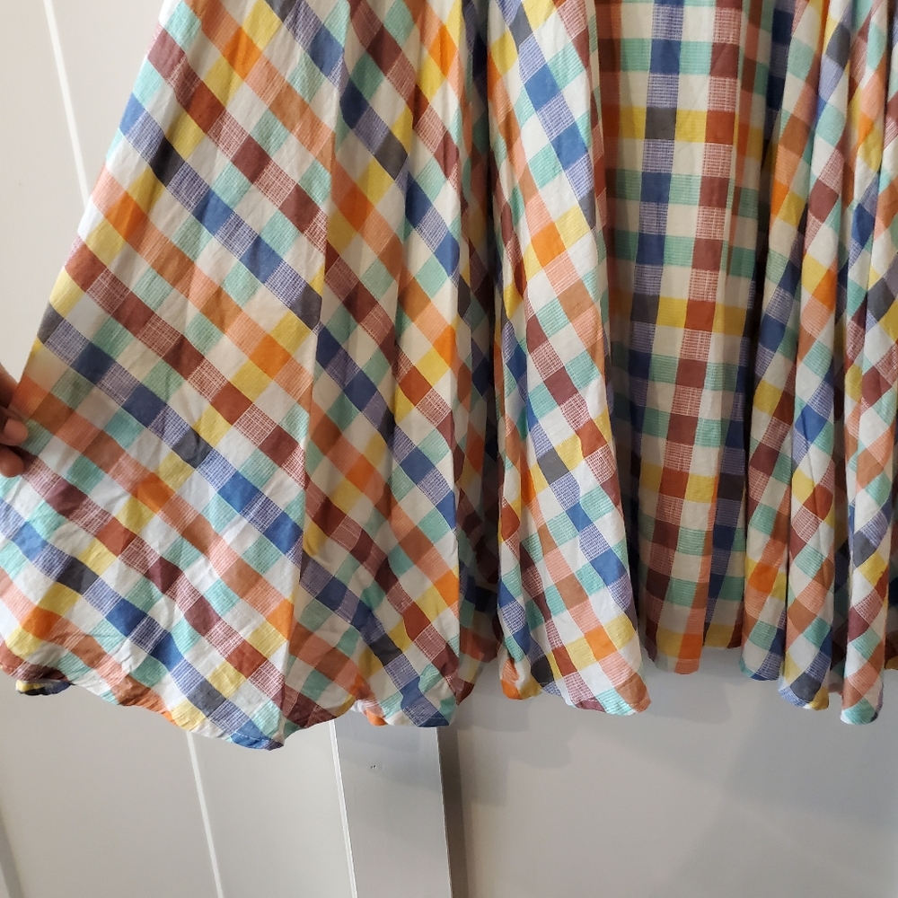 Anthropologie Multicolor Gingham Maxi Skirt - Yellow, Blue, Orange, Green - Picture 2 of 7